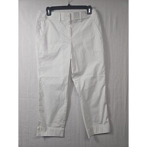 Chico's White Chino Crop Pants Women's‎ Size 00 (2) Cotton Spandex Straight Leg